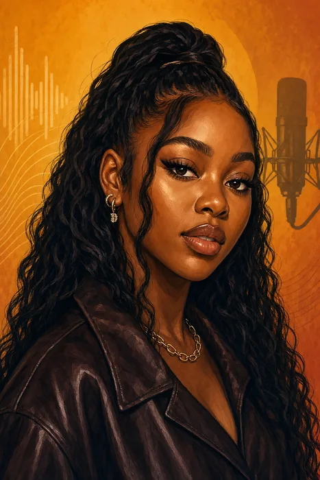Illustrated head-and-shoulders portrait of FAVE with subtle music-themed background cues.