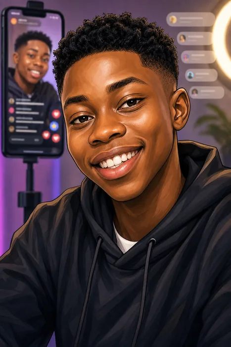 Illustrated head-and-shoulders portrait of Peller with subtle livestreaming-themed visual cues.