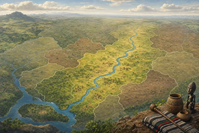 A map-style view of central Nigeria highlighting Benue State, the Benue River, and surrounding states where Tiv communities are present.