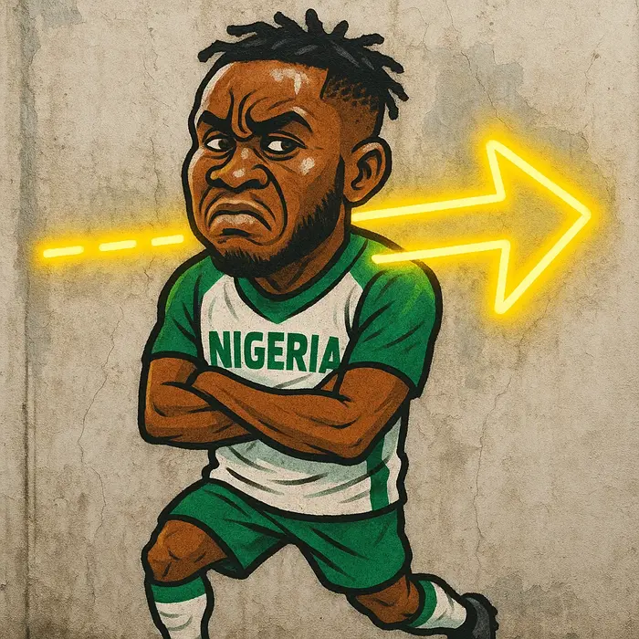 ademola lookman of nigeria looking frustrated while pinned to the wrong wing by a glowing tactics ar